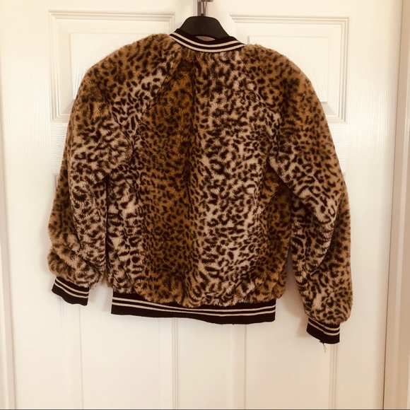 Art Class Leopard Faux Fur Bomber Jacket - Picture 2 of 5